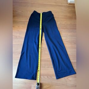 Navy Blue Fleece Lined Wide-Leg Pants